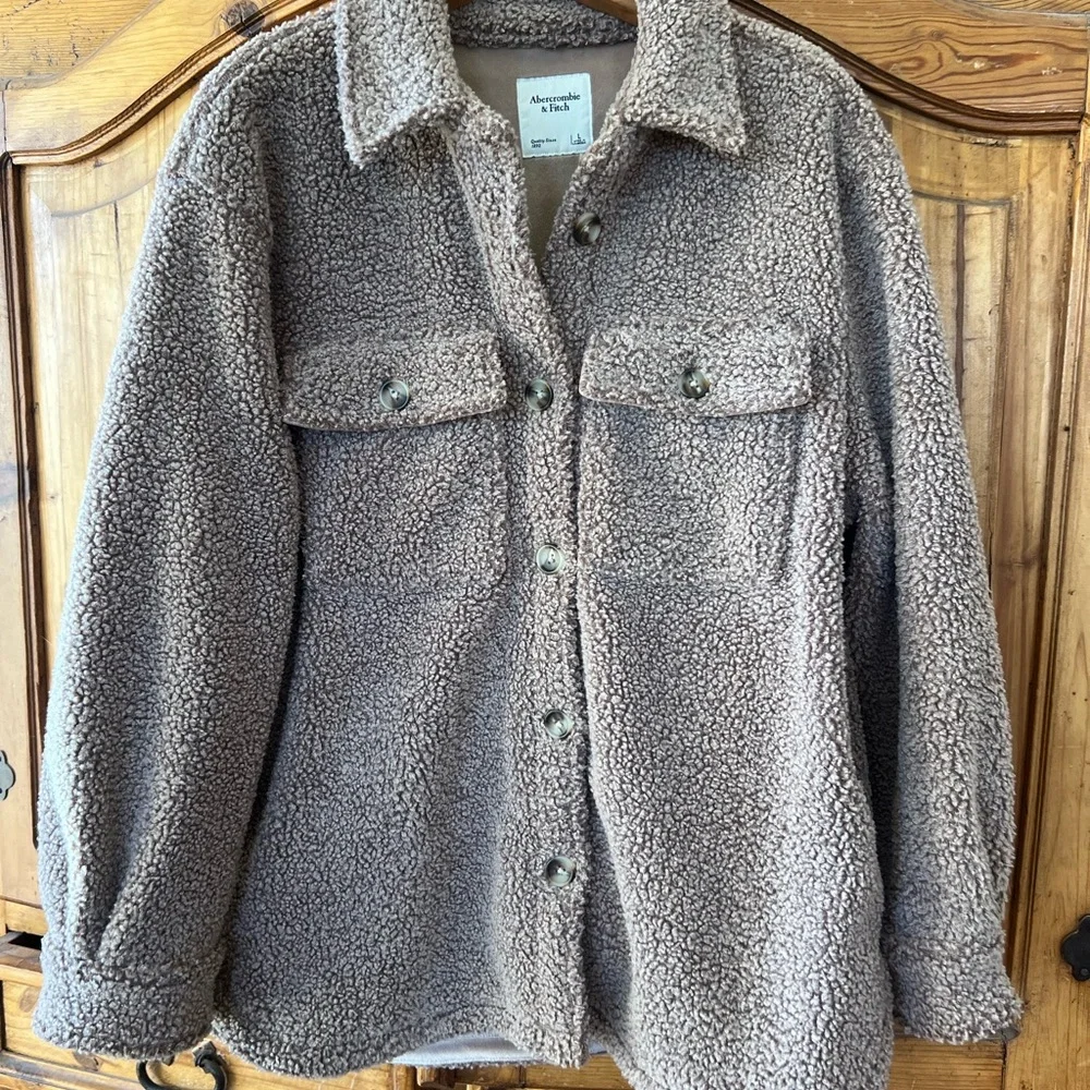 Abercrombie & Fitch Taupe Sherpa Jacket - Picture 2 of 3